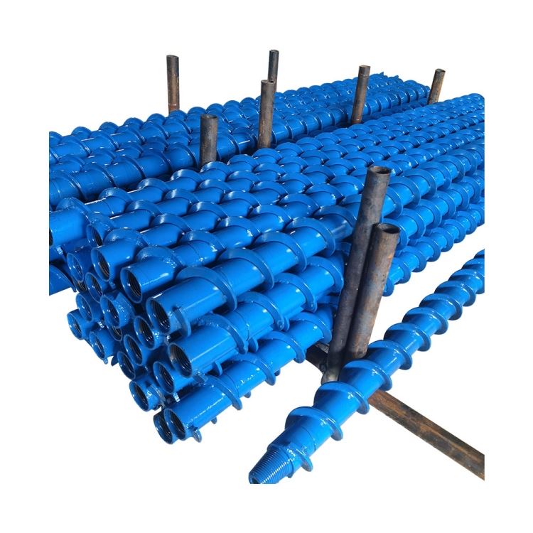 Blauwe spiraalvormige boorstang