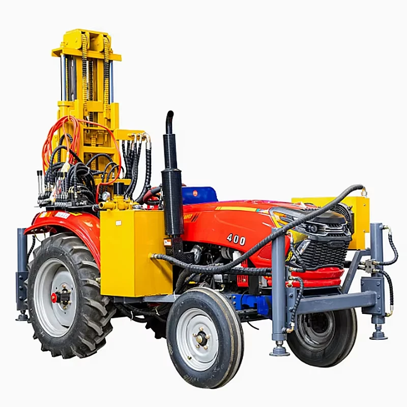 Op een tractor gemonteerde pneumatische waterputboorinstallatie